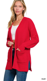 Zenana Waffle Open Cardigan Sweater, Assorted Colors