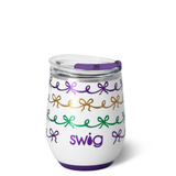 Swig “Mardi Gras Bows” 14oz Stemless Wine Cup