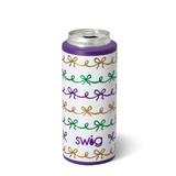 Swig “Mardi Gras Bows” 12oz Skinny Can Cooler