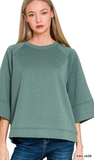ZENANA Scuba 3/4 Sleeve Top, Assorted Colors