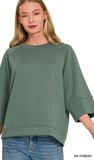 ZENANA Scuba 3/4 Sleeve Top, Assorted Colors