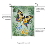 ‘Pollinator Garden Green & Yellow Florals Monarch’ Decorative Flag