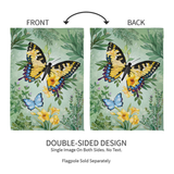 ‘Pollinator Garden Green & Yellow Florals Monarch’ Decorative Flag