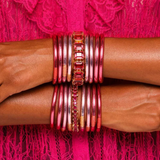 BuDha Girl, Carousel Pink All Weather Bangle Set/4, Serenity Prayer