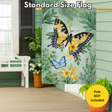 ‘Pollinator Garden Green & Yellow Florals Monarch’ Decorative Flag
