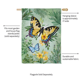 ‘Pollinator Garden Green & Yellow Florals Monarch’ Decorative Flag