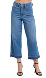 JUDY BLUE, Tummy Control Release Hem Crop Wide Jean
