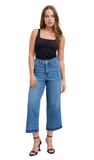 JUDY BLUE, Tummy Control Release Hem Crop Wide Jean