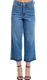 JUDY BLUE, Tummy Control Release Hem Crop Wide Jean