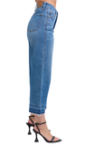 JUDY BLUE, Tummy Control Release Hem Crop Wide Jean
