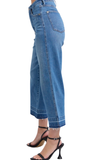 JUDY BLUE, Tummy Control Release Hem Crop Wide Jean