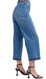 JUDY BLUE, Tummy Control Release Hem Crop Wide Jean