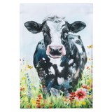 ‘Petal & Plow Floral Cow Burlap’ Decorative Flag