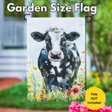‘Petal & Plow Floral Cow Burlap’ Decorative Flag