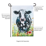 ‘Petal & Plow Floral Cow Burlap’ Decorative Flag