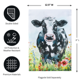 ‘Petal & Plow Floral Cow Burlap’ Decorative Flag