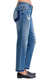 JUDY BLUE, Mr. BF Patch & Repair Destroy Release Hem Jeans