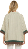 HEIMISH, Striped Button Front Blouse w/ Scallop Hem, Assorted Colors