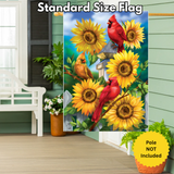 ‘Cardinals and Sunflowers’ Decorative Flag