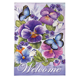 ‘Cheerful Pansies Burlap’ Decorative Flag