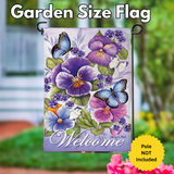 ‘Cheerful Pansies Burlap’ Decorative Flag