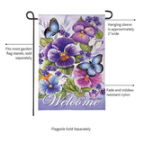 ‘Cheerful Pansies Burlap’ Decorative Flag
