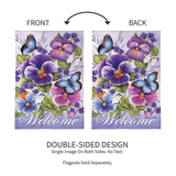 ‘Cheerful Pansies Burlap’ Decorative Flag
