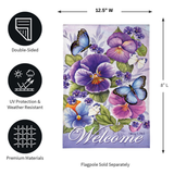 ‘Cheerful Pansies Burlap’ Decorative Flag