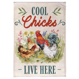 ‘Cool Chicks Burlap’ Decorative Flag
