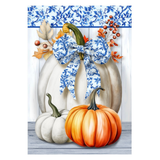 ‘Blue And White Pumpkins’ Decorative Flag