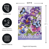 ‘Cheerful Pansies Burlap’ Decorative Flag
