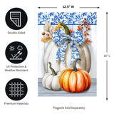 ‘Blue And White Pumpkins’ Decorative Flag