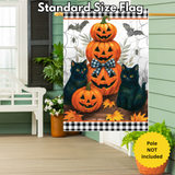 ‘ Black Cat Pumpkin Stack ’ Decorative Flag