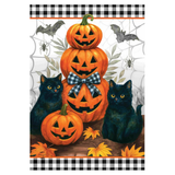 ‘ Black Cat Pumpkin Stack ’ Decorative Flag