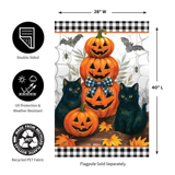 ‘ Black Cat Pumpkin Stack ’ Decorative Flag