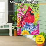 ‘Cardinal with Flowers’ Decorative Flag