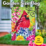 ‘Cardinal with Flowers’ Decorative Flag
