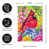 ‘Cardinal with Flowers’ Decorative Flag