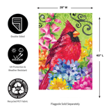 ‘Cardinal with Flowers’ Decorative Flag