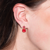 Sorrelli Cushion Cut Dangle Earrings in Red Velvet