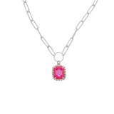 Sorrelli Octavia Scalloped Pendant Necklace in Royal Red Delite / Palladium