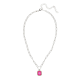Sorrelli Octavia Scalloped Pendant Necklace in Royal Red Delite / Palladium