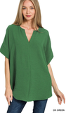 ZENANA Airflow Split Neck Top, Assorted Colors