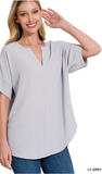 ZENANA Airflow Split Neck Top, Assorted Colors