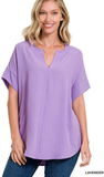 ZENANA Airflow Split Neck Top, Assorted Colors