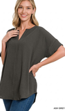 ZENANA Airflow Split Neck Top, Assorted Colors