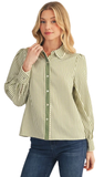 JODIFL Long Sleeve Button Up Stripe Shirt, Assorted Colors