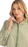 JODIFL Long Sleeve Button Up Stripe Shirt, Assorted Colors