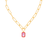 Sorrelli Nia Emerald Pendant Necklace in Royal Red Delite