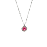 Sorrelli Haute Halo Pendant Necklace in Royal Red Delite & Palladium